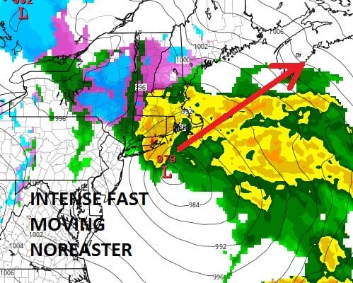 noreaster moves fast