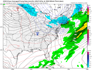 gem72 Euro Model Strong Winds Sunday Morning