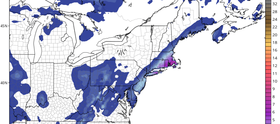 National Weather Service Snowfall Forecasts Sunday 5AM