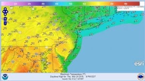 thursday Highs Today Twenty Five Degree Spread