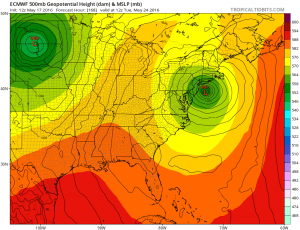 euro168 Coastal Storm Threat Next Week Continues GFS EURO MODEL UPPER AIR MONDAY