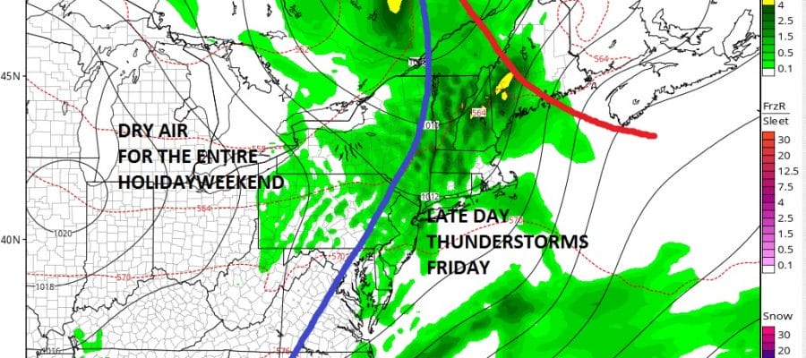 Thursday's Weather Looking Good Friday Thunderstorms Holiday Weekend Dry With Sunshine