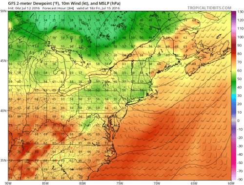 gfs84 High Humidity Midweek Hot Dry Friday