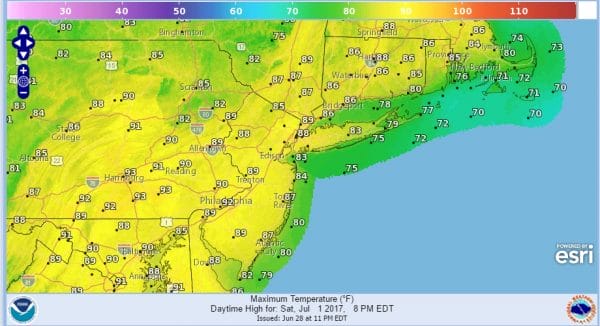 heat humidity moving eastward