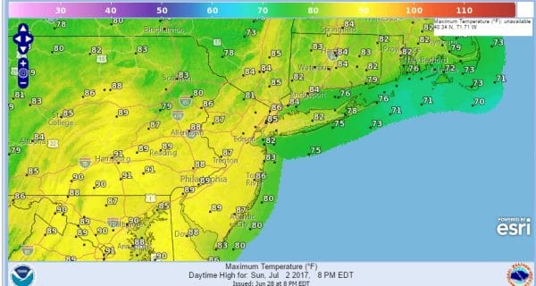 heat humidity moving eastward