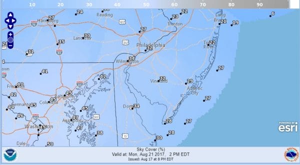 solar eclipse sky cover forecast
