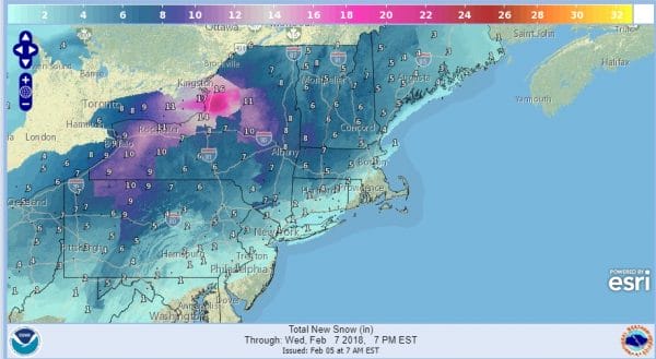 Snow Wednesday Inland Areas New Jersey Hudson Valley Pennsylvania Connecticut Midweek