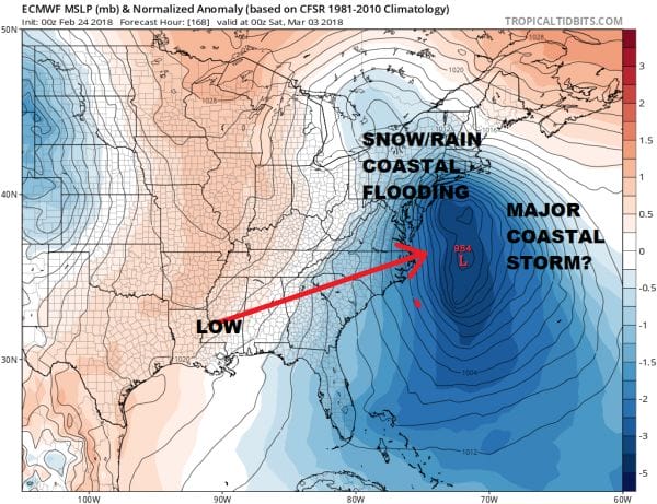 Rain Moving Eastward More Rain Into Sunday We are looking at a rather wet radar to the west as showers are moving across Pennsylvania and heading eastward. This is all part of the process of a storm that is developing in the East Central Plains and heading into the Upper Midwest.  Rainfall amounts should be on the order of  an inch or so between now and Sunday afternoon. Some areas could see locally higher amounts. GFS RAINFALL FORECAST Rain that moves through this afternoon and evening will then move out. There will be a short break and then the final surge of rain arrives late tonight into Sunday afternoon. Temperatures today will be moving up thourgh the 40s and we should reach the 50s at some point today though some areas may not get there until later this evening. US SATELLITE REGIONAL RADAR Watch local radars as they should start loading up with showers very soon. The regional radar shows showers with a few heavier downpours making headway to the east. LOCAL RADAR NEW YORK CITY LOCAL RADAR PHILADELPHIA Once this front goes by weather conditions improve Sunday night. Sunday's highs will be in the 50s. Sunshine is back for Monday through Wednesday with most highs in the 50s. After that the big blocking pattern takes control but we really won't have any idea what that will mean. Weather models show a coastal storm late next week but there is a lot of uncertainty about this and how it plays out. We will examine this carefully later today.