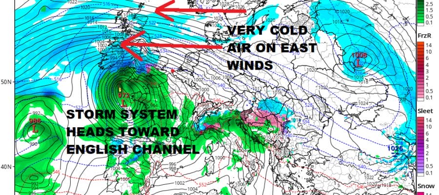 Rain Moving Eastward More Rain Into Sunday We are looking at a rather wet radar to the west as showers are moving across Pennsylvania and heading eastward. This is all part of the process of a storm that is developing in the East Central Plains and heading into the Upper Midwest.  Rainfall amounts should be on the order of  an inch or so between now and Sunday afternoon. Some areas could see locally higher amounts. GFS RAINFALL FORECAST Rain that moves through this afternoon and evening will then move out. There will be a short break and then the final surge of rain arrives late tonight into Sunday afternoon. Temperatures today will be moving up thourgh the 40s and we should reach the 50s at some point today though some areas may not get there until later this evening. US SATELLITE REGIONAL RADAR Watch local radars as they should start loading up with showers very soon. The regional radar shows showers with a few heavier downpours making headway to the east. LOCAL RADAR NEW YORK CITY LOCAL RADAR PHILADELPHIA Once this front goes by weather conditions improve Sunday night. Sunday's highs will be in the 50s. Sunshine is back for Monday through Wednesday with most highs in the 50s. After that the big blocking pattern takes control but we really won't have any idea what that will mean. Weather models show a coastal storm late next week but there is a lot of uncertainty about this and how it plays out. We will examine this carefully later today.