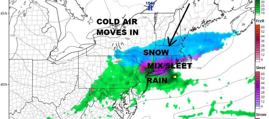 Record Highs Colder Air Freezing Rain Sleet Thursday Inland