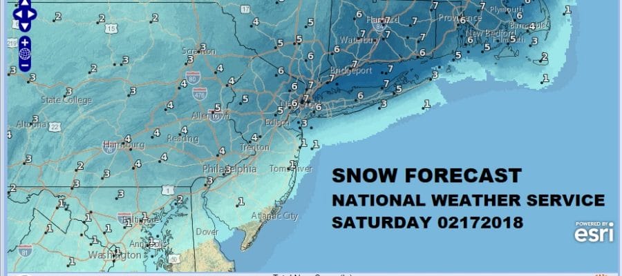 National Weather Service Snow Forecasts Updated Amounts Raised 02172018