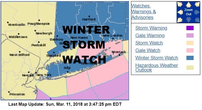 Winter Storm Watch Long Island Connecticut Southeastern New England