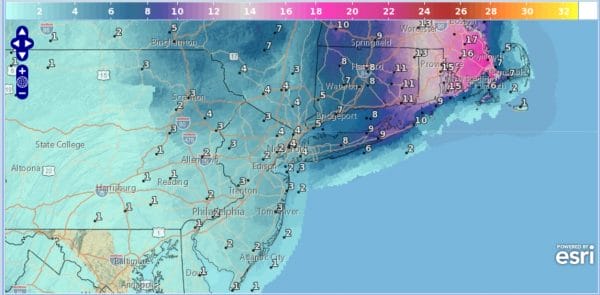 Winter Storm Watch Long Island Southern New England Snow Monday Night