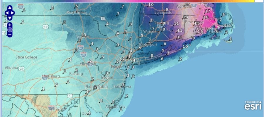 Winter Storm Watch Long Island Southern New England Snow Monday Night