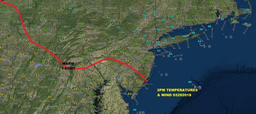 Warm Front Brings 70s Near Onshore Flow Keeps 40s Nearby