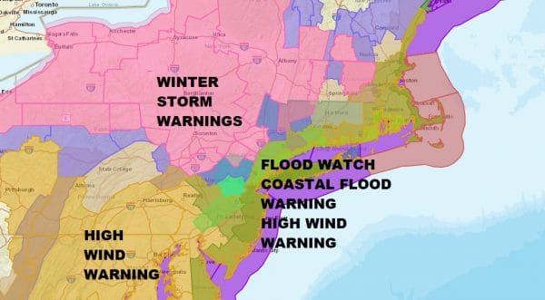 Noreaster Underway National Weather Service Snow Forecast Maps