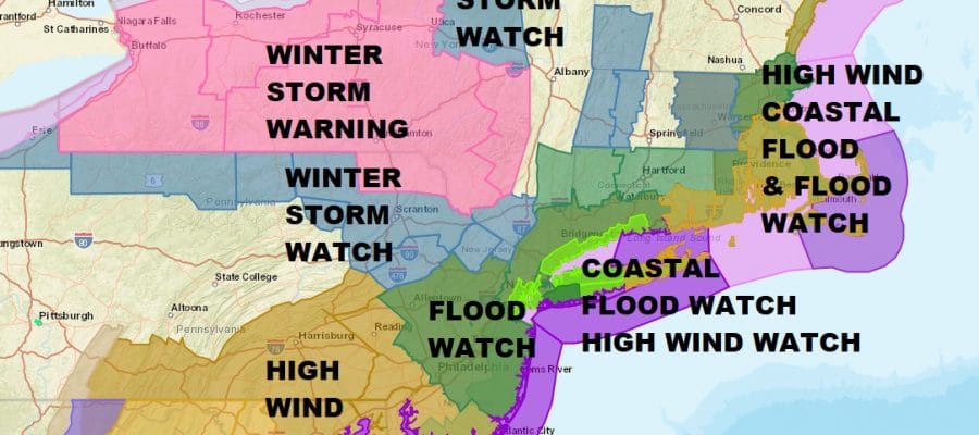Snow Forecast Watches Warnings Major Coastal Storm