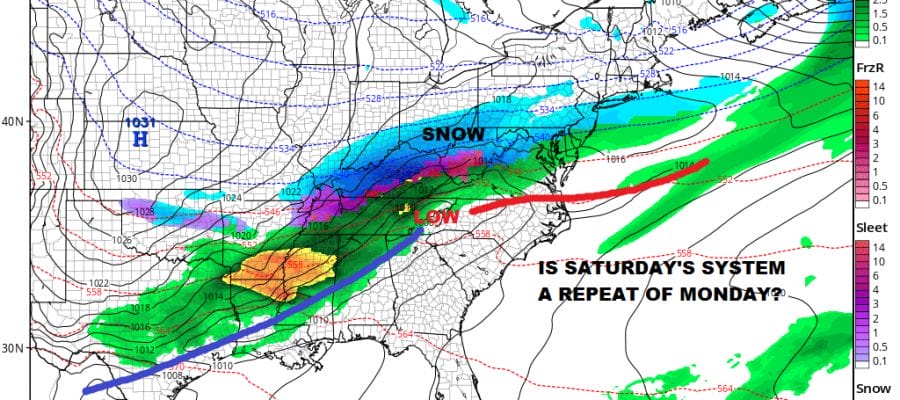 Severe Weather Threat Wednesday New Jersey Southward Cold Air Double Lows Busy Pattern Continues
