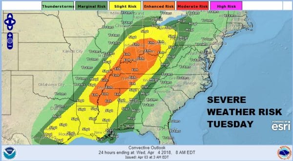 Severe Weather Risk New Jersey Southward  Wednesday