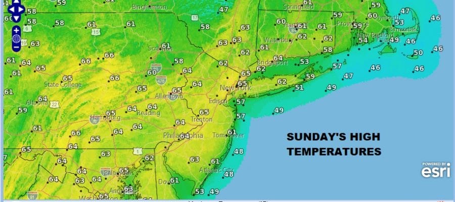 Sunday Monday Sunshine Spring 60s Tuesday Clouds Rain