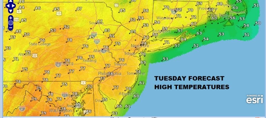 May Begins 70s Sunshine 80s Wednesday Thursday Very Chilly Sunday Monday Before Warmer Air Arrives TUESDAY FORECAST HIGH TEMPERTURES