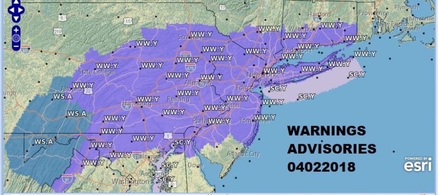 Winter Weather Advisory Monday Morning Snow Forecasts 04022018