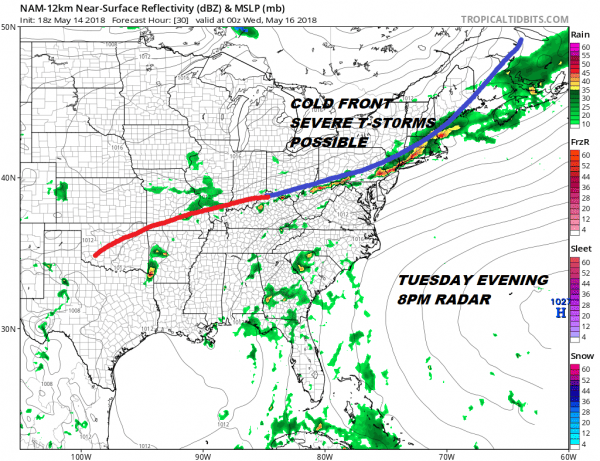 Severe Weather Threat Late Tuesday Cold Front Approaches