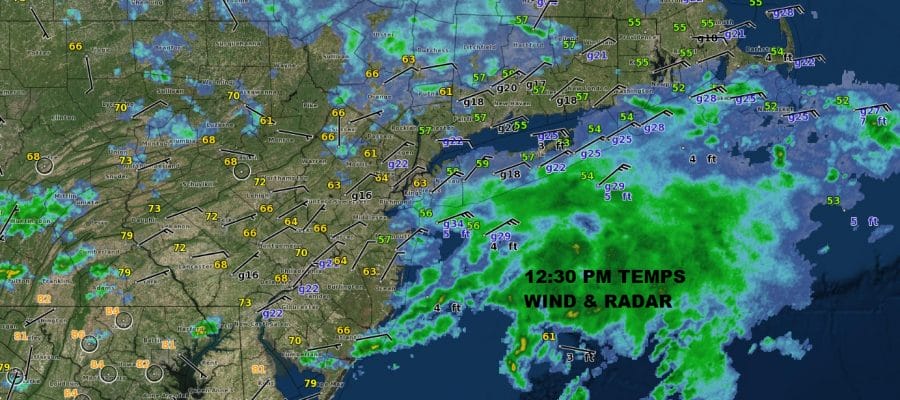 Rain Pulling Away Eastward Lots of Clouds Onshore Flow