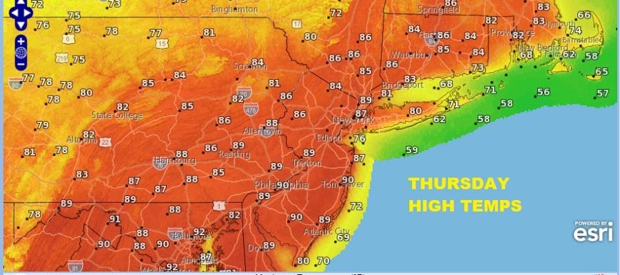 90 Degree Highs Again Slight Chance Late Thunderstorm
