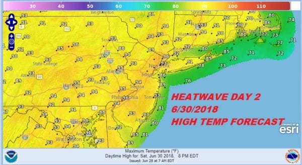 Heatwave Could Last 7 Days Across Much of the Northeast & Middle Atlantic