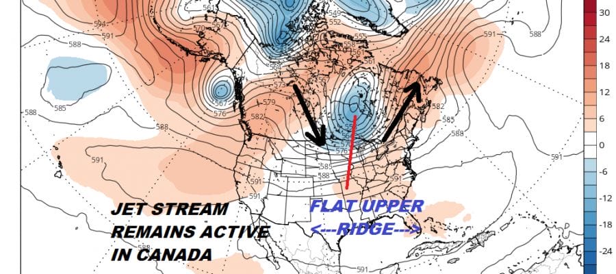Long Range Eastern Trough Means No Heatwaves