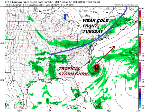 Tropical Storm Chris 40 Mph Forecast Hurricane Tuesday