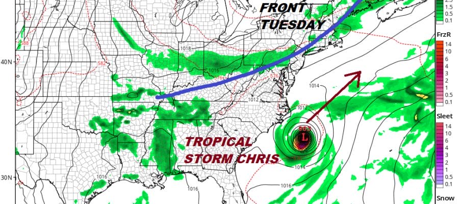 Tropical Storm Chris 40 Mph Forecast Hurricane Tuesday
