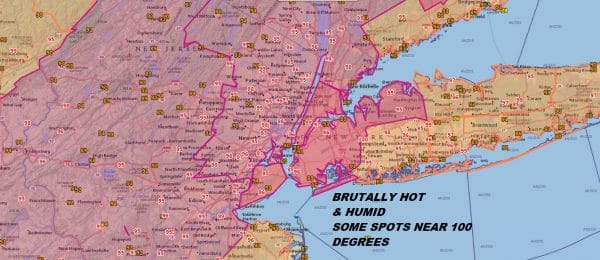Brutally Hot Humid 95-100 Highs Being Reached