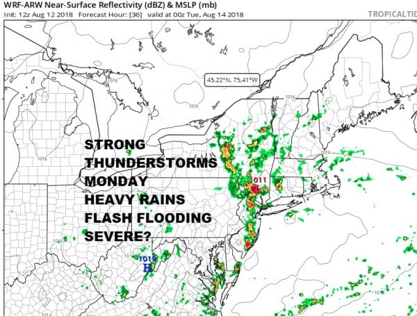 Downpours Flash Flood Threat Looms Monday Strong Thunderstorms Possible