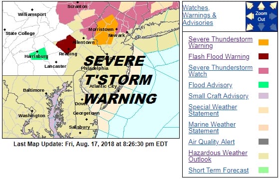 Severe Thunderstorms Moving Across Northern New Jersey