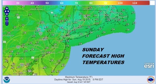 Cooler Onshore Winds