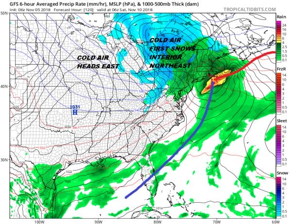 rain moving northward
