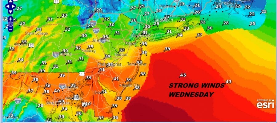 winds gusting to 40 mph