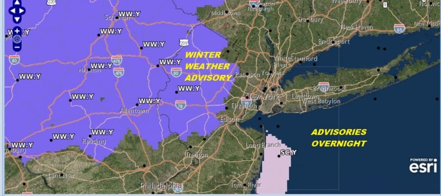 Winter Weather Advisories New Jersey Eastern Pennsylvania