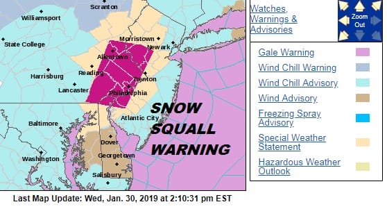 Snow Sqaull Warning South Jersey East & Southeast Pennsylvania