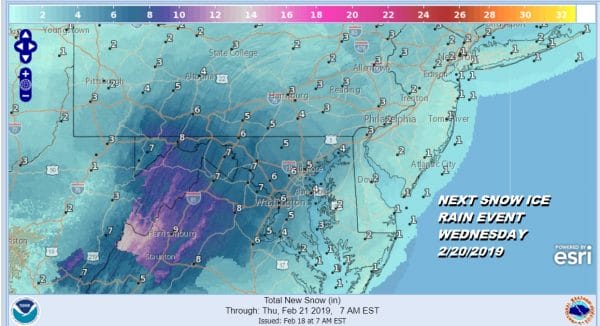 NEXT SNOW ICE RAIN EVENT WEDNESDAY 2/20/2019