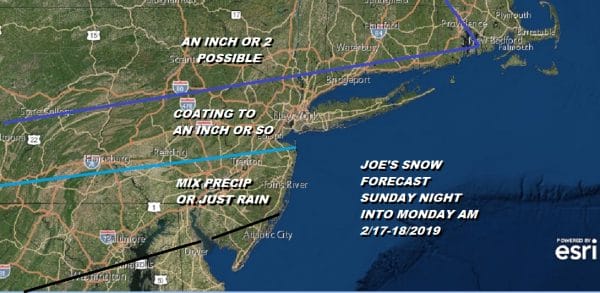 Snow Forecast Sunday Night Monday Morning 2/17-18/2019