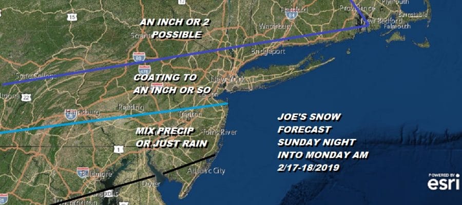 Snow Forecast Sunday Night Monday Morning 2/17-18/2019