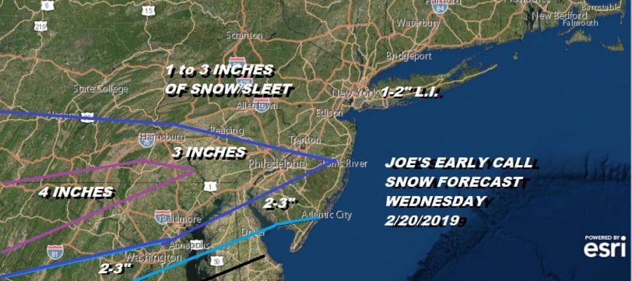 Snow Forecast Wednesday 2/20/2019 Joe's Early Call