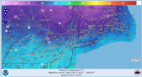 Cold Air Snow Chance Wednesday Night