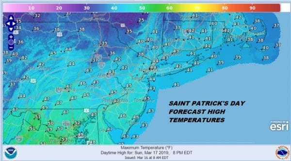 Saint Patrick's Day Sunshine Cold Mostly Dry Week Ahead