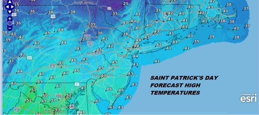 Saint Patrick's Day Sunshine Cold Mostly Dry Week Ahead