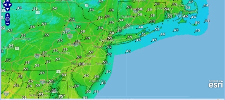 Sunday is shaping up to be a nice day with plenty of sunshine, a west wind and highs reaching the 50s and in some cases near 60. There might be some clouds arriving from west to east later in the afternoon and evening but that really is about it as far as any negatives are concerned. Even along the coast the sea breeze will be kept out until late in the afternoon.