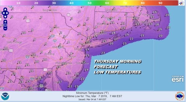 THURSDAY MORNING FORECAST  LOW TEMPERATURES